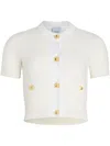 Patou Cropped Waffle-knit Cardigan In White