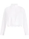 Patou Cropped Scalloped Shirt In Organic Cotton Poplin In White