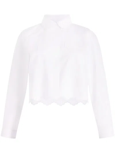 PATOU PATOU CROPPED WHITE SHIRT WITH CLASSIC COLLAR