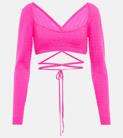 Patou Cropped Tie-fastening Top In Pink