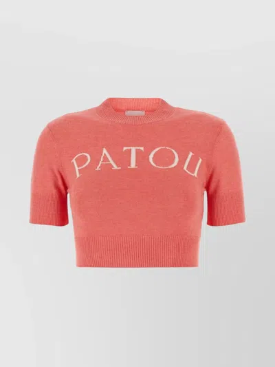 Patou Cropped Wool Blend Sweater In Pink