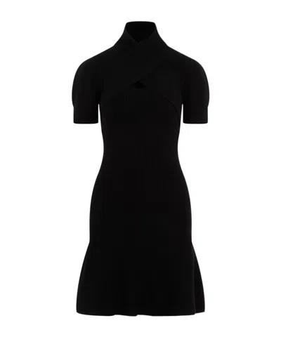 Patou Cross-neck Knit Dress In Black