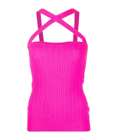 Patou Cable-knit Halterneck Top In Purple