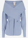 Patou Crossbanded Bluse In Recycled Nylon In Light Blue
