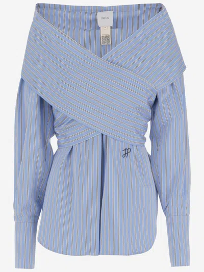 PATOU CROSSBANDED BLUSE IN RECYCLED NYLON