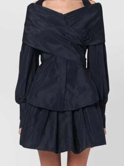 PATOU CROSSOVER BLOUSE WITH BOW DETAIL AND LAYERED LOOK