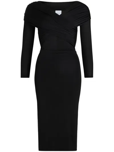 Patou Crossover-neck Dressbla In Black