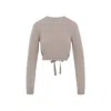 Patou Cable-knit Cropped Sweater In Wool And Cashmere In Beige