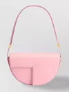 Patou Curved Shape Leather Bag With Adjustable Strap In Pink