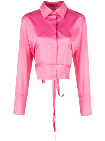 Patou Cut-out Detail Cropped Shirt In Pink