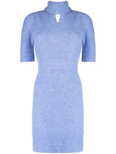 Patou Cut-out Detailing Short-sleeve Dress In Blue