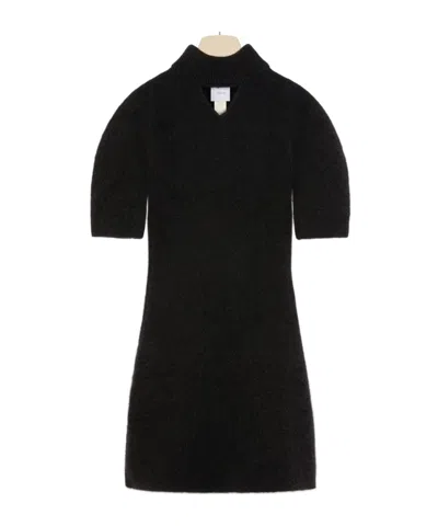 Patou Cut-out Mini Dress In Sustainable Alpaca Blend In Black