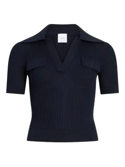 Patou Dark Blue Ribbed Polo