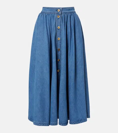 Patou Denim Midi Skirt In Blue