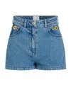 Patou Logo-embroidered Denim Shorts In Blue