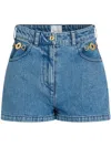 Patou Logo-embroidered Denim Shorts In Blue