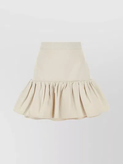 Patou Denim Skirt With Ruffle Hem And High Waist In Neutral