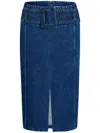 Patou Waist Belt Slit Front Denim Skirt