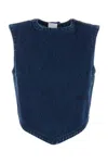 Patou Bow Detail Cropped Denim Top With Open Back