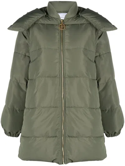 Patou Detachable-sleeve Puffer Coat In Green