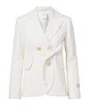 Patou Double-breasted Belted Wool-blend Blazer In White