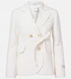 Patou Double-breasted Belted Wool-blend Blazer In White