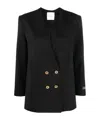Patou Double-breasted Wool-blend Twill Blazer In Black