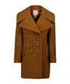 Patou Double-breasted Buttoned Coat In Brown