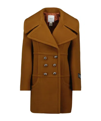 Patou Double-breasted Buttoned Coat In Brown