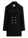 Patou Double-breasted Wool Blend Coat In Black