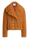 Patou Tailored Buttoned Cropped Double-breasted Coat In Brown