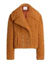 Patou Tailored Buttoned Cropped Double-breasted Coat In Brown