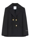 Patou Double-breasted Tie Jacket In Black