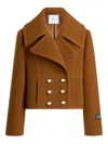 Patou Lapels Cropped Double-breasted Buttoned Coat In Brown