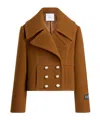 Patou Lapels Cropped Double-breasted Buttoned Coat In Brown