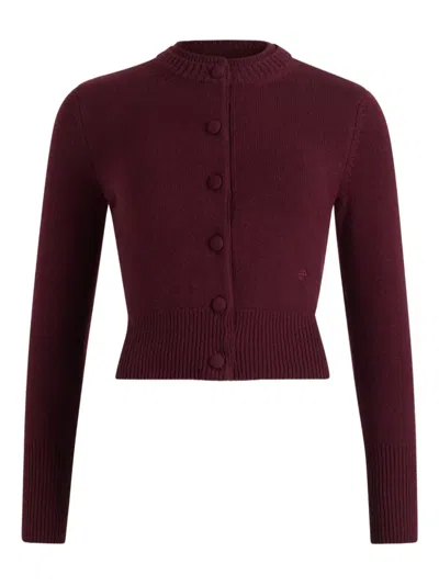 Patou Double-collar Wool Cardigan In Red