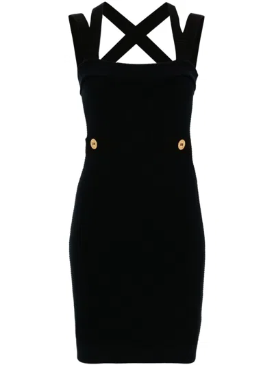 Patou Double-strap 3d-knit Mini Dress In Blue