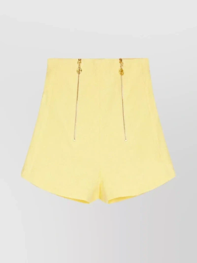 Patou Double Zip Tailored Shorts In Yellow