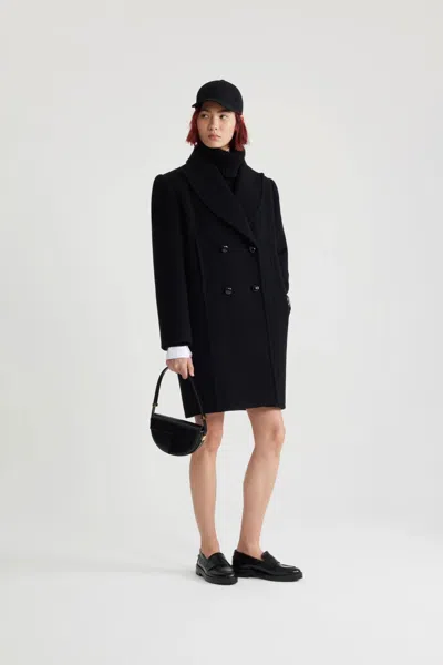 Patou Double-breasted Wool Blend Coat In Black