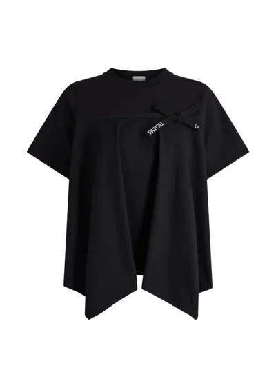Patou Draped Bow-detail T-shirt In Black