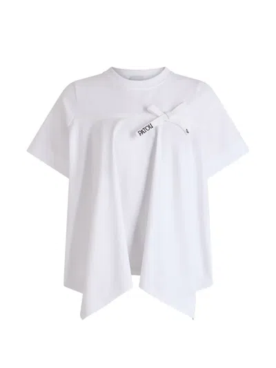 Patou Draped Bow-detail T-shirt In White