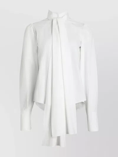 Patou Draped Collar Shirt With Buttoned Cuffs In White