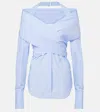 Patou Draped Off-shoulder Blouse In Blue