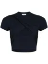 Patou Draped Cropped Organic Cotton T-shirt In Black