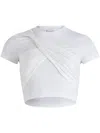 Patou Draped Cropped Organic Cotton T-shirt In White