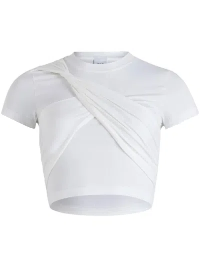 Patou Draped Cropped Organic Cotton T-shirt In White