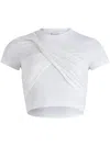 Patou Draped Cropped Organic Cotton T-shirt In White