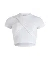 Patou Draped Cropped Organic Cotton T-shirt In White