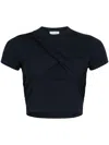 Patou Draped Cropped Organic Cotton T-shirt In 蓝色