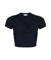 Patou Draped Cropped Organic Cotton T-shirt In Navy Black
